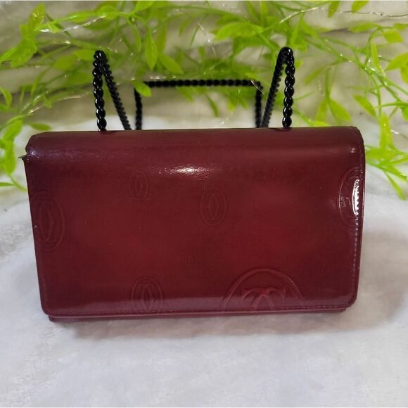 Authentic Cartier Burgundy Patent Leather Happy Birthday Continental Wallet - Picture 2 of 16